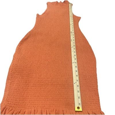 Anthropologie Smocked Mock Neck Dress Sleeveless Ruffle Hem Bodycon Small - Thumbnail 10