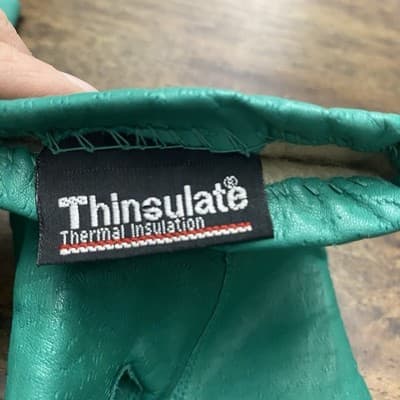 Thinsulate leather thermal insulation gloves green small/medium - Thumbnail 2