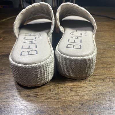 Beach Brand by Matisse Silver Raffia Platform Sandals Sz7 Summer Beach Vacation - Thumbnail 5