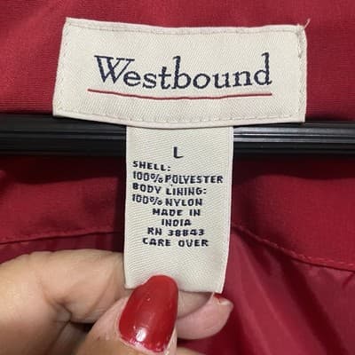 Westbound Lightweight Jacket Womens Lg Red Button Zip Front Lined Pockets - Thumbnail 4