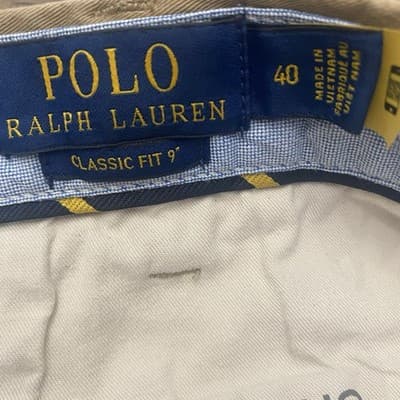Polo Ralph Lauren Chino Shorts Mens Sz 40 Khaki Pony Logo Mid Rise Classic Fit - Thumbnail 5