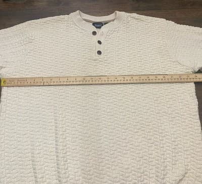 Haggar Premium Chunky Knit Sweater Cream Size Large Textured - Thumbnail 4