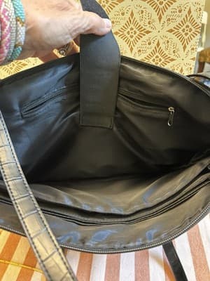 Coldwater Creek Oversized Black Handbag Portfolio Weaved Laptop - Thumbnail 4