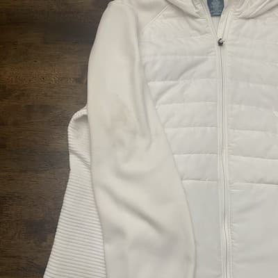Tek Gear Hooded Mixed Media Quilted Jacket Zip Up White Women's Puffer XXL - Thumbnail 6