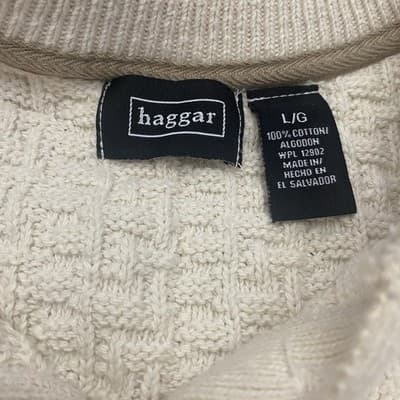 Haggar Premium Chunky Knit Sweater Cream Size Large Textured - Thumbnail 3