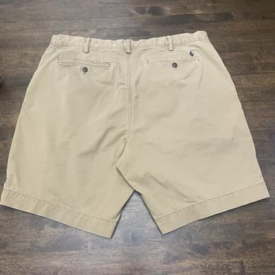 Polo Ralph Lauren Chino Shorts Mens Sz 40 Khaki Pony Logo Mid Rise Classic Fit - Thumbnail 3