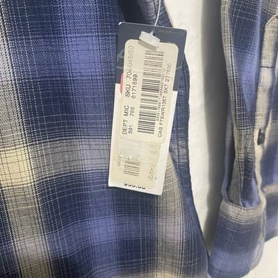 Roundtree Yorke Long Sleeve Button Up Shirt 4XT Blue Cream Plaid NWT - Thumbnail 4