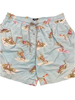 Vilebrequin Swim Trunks Shorts Blue W Surfing Frogs Mens 4XL Mesh Lined W38 - Thumbnail 2