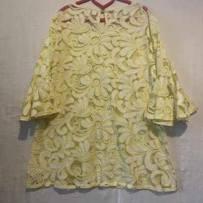Butter Yellow Sheer Top Bell Sleeve Office Siren Sexy Secretary Officecore - Thumbnail 5