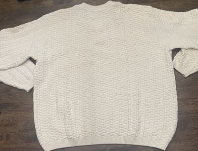 Haggar Premium Chunky Knit Sweater Cream Size Large Textured - Thumbnail 2