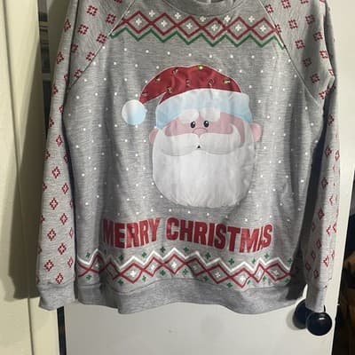 Santa From Movie Rudolph Light Up Christmas Lights Sweatshirt - Thumbnail 2