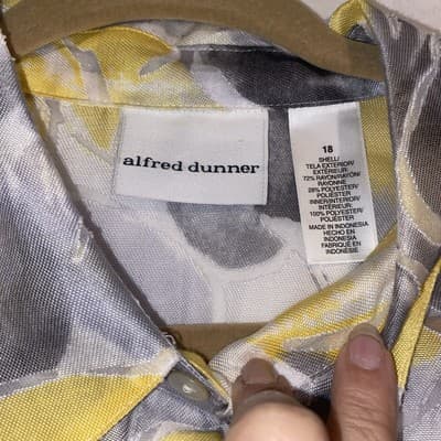 Alfred Dunner Office Wear Corpcore Sheer Butter Yellow Floral Top Ladies Plus18 - Thumbnail 3