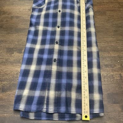 Roundtree Yorke Long Sleeve Button Up Shirt 4XT Blue Cream Plaid NWT - Thumbnail 8