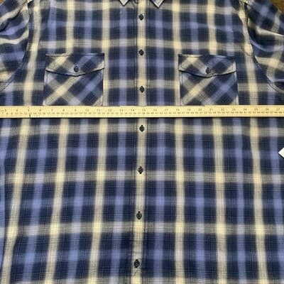 Roundtree Yorke Long Sleeve Button Up Shirt 4XT Blue Cream Plaid NWT - Thumbnail 6