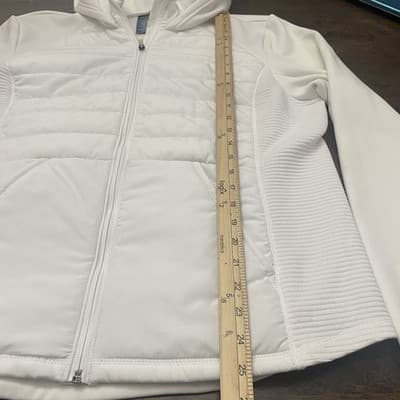 Tek Gear Hooded Mixed Media Quilted Jacket Zip Up White Women's Puffer XXL - Thumbnail 4