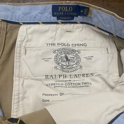 Polo Ralph Lauren Chino Shorts Mens Sz 40 Khaki Pony Logo Mid Rise Classic Fit - Thumbnail 4