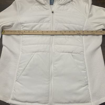 Tek Gear Hooded Mixed Media Quilted Jacket Zip Up White Women's Puffer XXL - Thumbnail 2