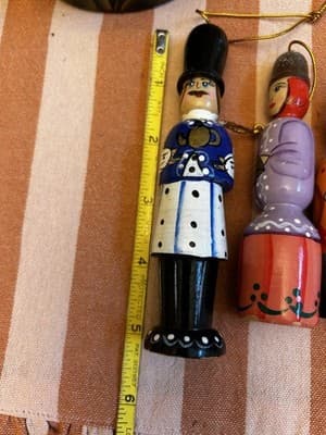 Rare Russian Nesting Doll w/ 7 Christmas Ornaments, Hand Crafted Painted, Signed - Thumbnail 6