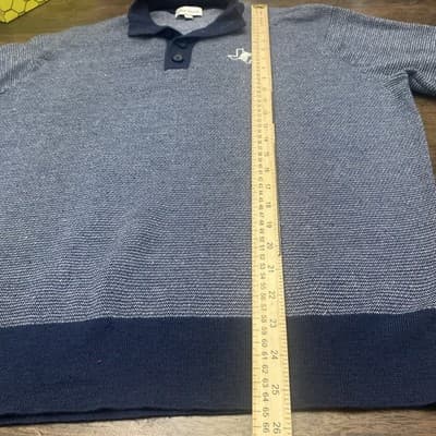 Peter Millar Merino Wool And Linen Navy Pullover Sweater With Texas Logo - Thumbnail 5