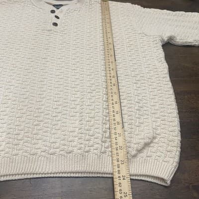 Haggar Premium Chunky Knit Sweater Cream Size Large Textured - Thumbnail 6