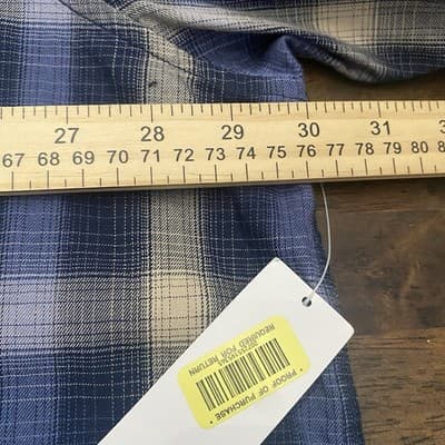 Roundtree Yorke Long Sleeve Button Up Shirt 4XT Blue Cream Plaid NWT - Thumbnail 7