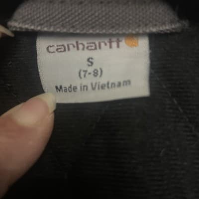 Carhartt Kids Boys Small 7-8 Gray Canvas Hooded Chore coat Insulated Lined - Thumbnail 4