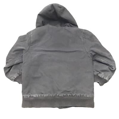 Carhartt Kids Boys Small 7-8 Gray Canvas Hooded Chore coat Insulated Lined - Thumbnail 3