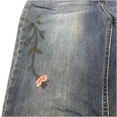 Earl Jeans Y2K Skinny Leg Embroidered Womens Sz 14 Mid Rise Floral Hummingbird - Thumbnail 4