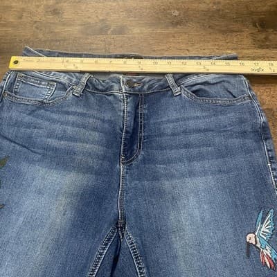 Earl Jeans Y2K Skinny Leg Embroidered Womens Sz 14 Mid Rise Floral Hummingbird - Thumbnail 7