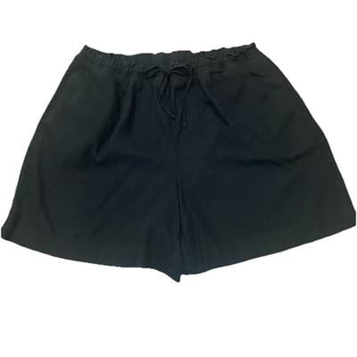 Vero Moda Ruffle Waist Shorts Linen Blend Coastal Chic Beachy Womens Sz20 Black