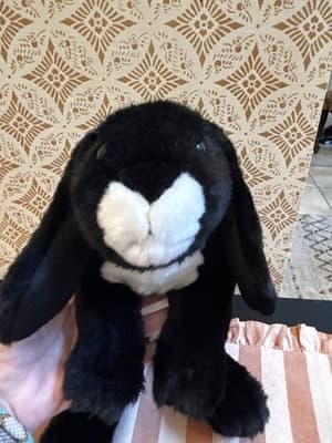 Animal Alley Black & White Bunny Rabbit 14” Weighted Plush Toys R Us Vintage