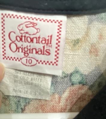 Cottontail Originals Vintage Girls Dress All Cotton W Velvet Collar Sz10 - Thumbnail 5