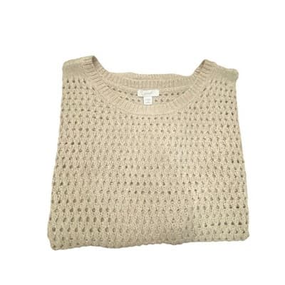 Pure Jill Oversized Open Weave Sweater Beige 3XL Cotton Nylon Blend Beachy - Thumbnail 11