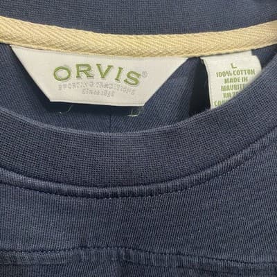 Orvis Mock Neck Sweatshirt Sweater Navy Stretch Long Sleeve Pullover Mens XL - Thumbnail 3