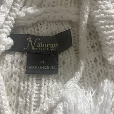 Cotton Sweater Hoodie Oversized Nautical Coastal Lagenlook Front Pocket Tassels - Thumbnail 4