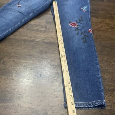 Earl Jeans Y2K Skinny Leg Embroidered Womens Sz 14 Mid Rise Floral Hummingbird - Thumbnail 5