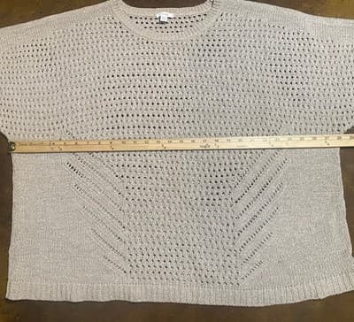 Pure Jill Oversized Open Weave Sweater Beige 3XL Cotton Nylon Blend Beachy - Thumbnail 2