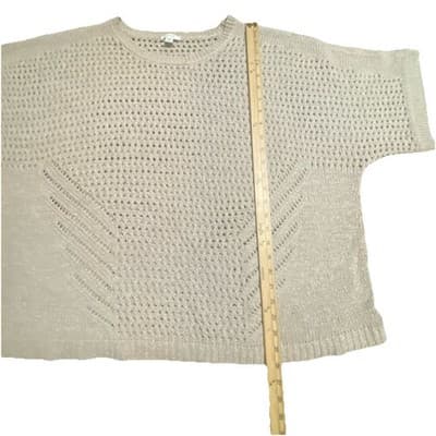 Pure Jill Oversized Open Weave Sweater Beige 3XL Cotton Nylon Blend Beachy - Thumbnail 4