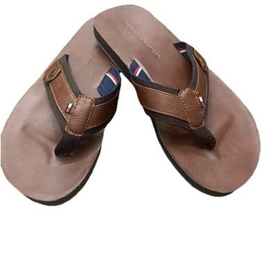 New Tommy Hilfiger Drew Dark Brown Sandals Flip Flops Men's Sz 8-9 Coastal Beach