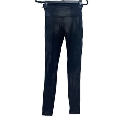 SPANX Faux Leather Moto Shiny Leggings Wardrobe Staple Black Sm MSRP 110