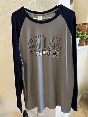 NFL Dallas Cowboys NFL Team Apparel Sleepwear Long Sleeve T-Shirt Grey Size XL