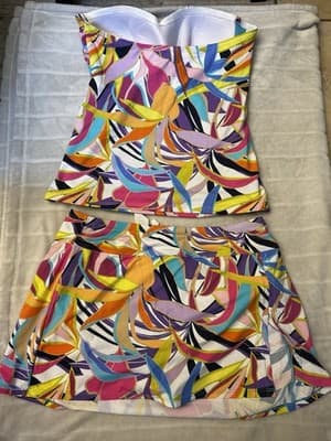 NWT BLEU Rod Beattie Tankini Set Womens 8 Bandeau Multicolor Tropical - Thumbnail 8