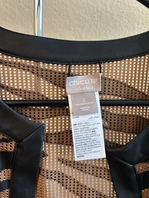 CHICOS Travelers Collection Animal Print Jacket Sz 2 12/14 Women’s Faux Leather - Thumbnail 2