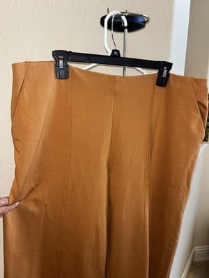 LIZ CLAIBORNE Women's XL CAMEL BROWN WIDE LEG PANTS Stretch - Thumbnail 2