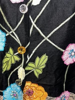 Black Floral Embroidered Lace Trim Carrie Allen Jacket Women's Size L Floral - Thumbnail 3