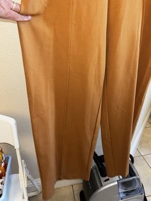 LIZ CLAIBORNE Women's XL CAMEL BROWN WIDE LEG PANTS Stretch