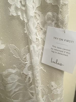 Lulus NWT Ivory Lace Overlay Wedding Spagg Strap Bridal Beachy Boho Formal Sm - Thumbnail 6