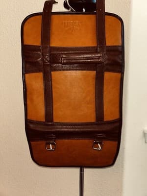 Vetelli Italian Hanging Travel Toiletry Bag | Brown & Camel Color Vegan Leather - Thumbnail 3