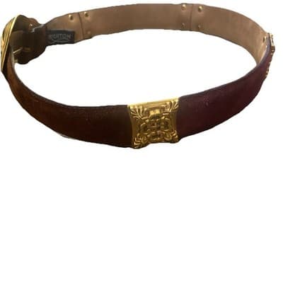 Brighton Vintage 90s Belt Colorblock Brown Green Tan Maroon Suede 33in Length - Thumbnail 3