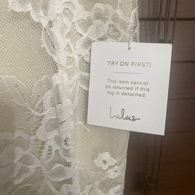 Lulus NWT Ivory Lace Overlay Wedding Spagg Strap Bridal Beachy Boho Formal Sm - Thumbnail 9